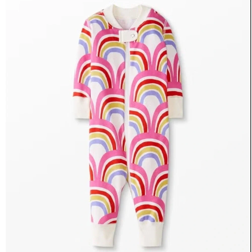 Hanna Andersson Baby Zip Sleeper In Organic Cotton Hello‎ Rainbow 2T Pajamas
